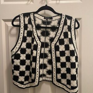 Nasty gal checkered crochet vest